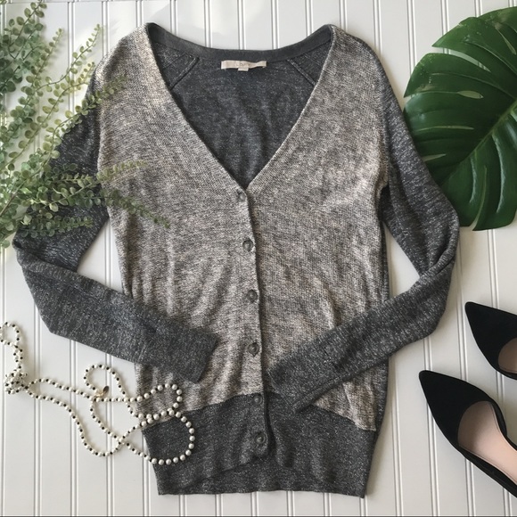 LOFT Sweaters - Loft grey Silver cardigan button up sweater